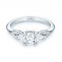 14k White Gold 14k White Gold Custom Three Stone Diamond Engagement Ring - Flat View -  103839 - Thumbnail