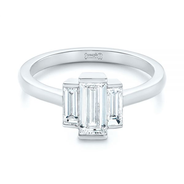 18k White Gold 18k White Gold Custom Three Stone Diamond Engagement Ring - Flat View -  104826