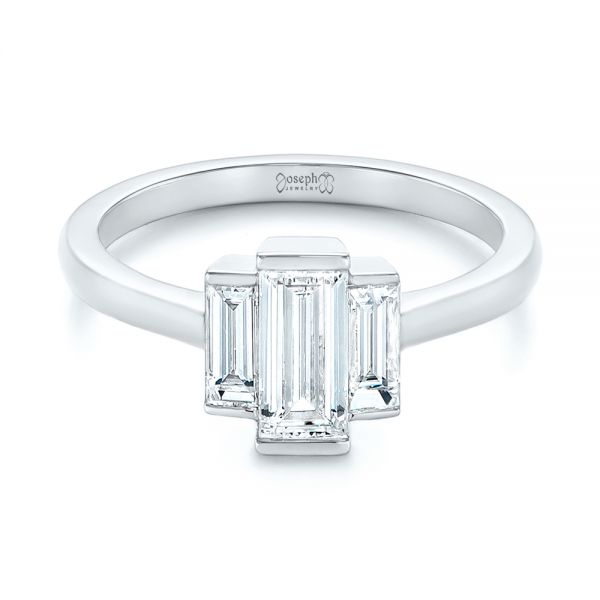 14k White Gold 14k White Gold Custom Three Stone Diamond Engagement Ring - Flat View - 104826