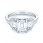  Platinum Custom Three Stone Diamond Engagement Ring - Flat View -  104830 - Thumbnail
