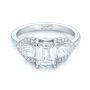  Platinum Custom Three Stone Diamond Engagement Ring - Flat View -  104830 - Thumbnail