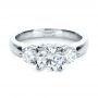 18k White Gold 18k White Gold Custom Three Stone Diamond Engagement Ring - Flat View -  1156 - Thumbnail
