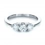 18k White Gold And Platinum 18k White Gold And Platinum Custom Three Stone Diamond Engagement Ring - Flat View -  1196 - Thumbnail