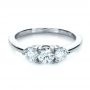 14k White Gold And 14K Gold 14k White Gold And 14K Gold Custom Three Stone Diamond Engagement Ring - Flat View -  1196 - Thumbnail