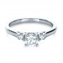 18k White Gold Custom Three Stone Diamond Engagement Ring - Flat View -  1308 - Thumbnail