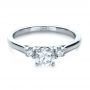 18k White Gold Custom Three Stone Diamond Engagement Ring - Flat View -  1308 - Thumbnail