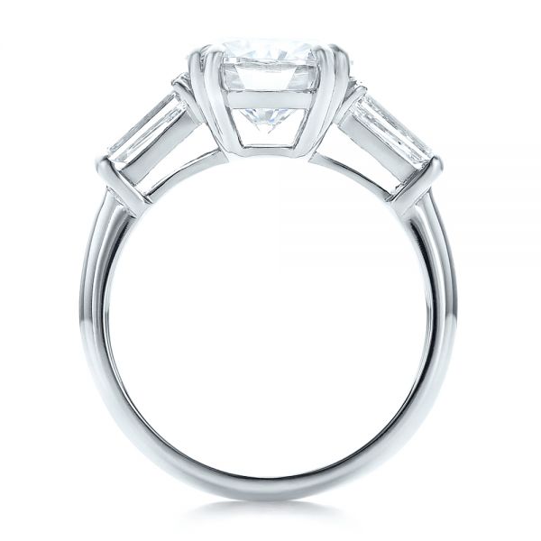 Platinum Custom Three Stone Diamond Engagement Ring - Front View - 100161