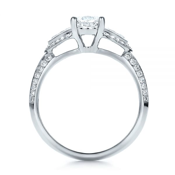  Platinum Platinum Custom Three Stone Diamond Engagement Ring - Front View -  100279