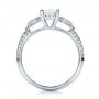 14k White Gold Custom Three Stone Diamond Engagement Ring - Front View -  100279 - Thumbnail