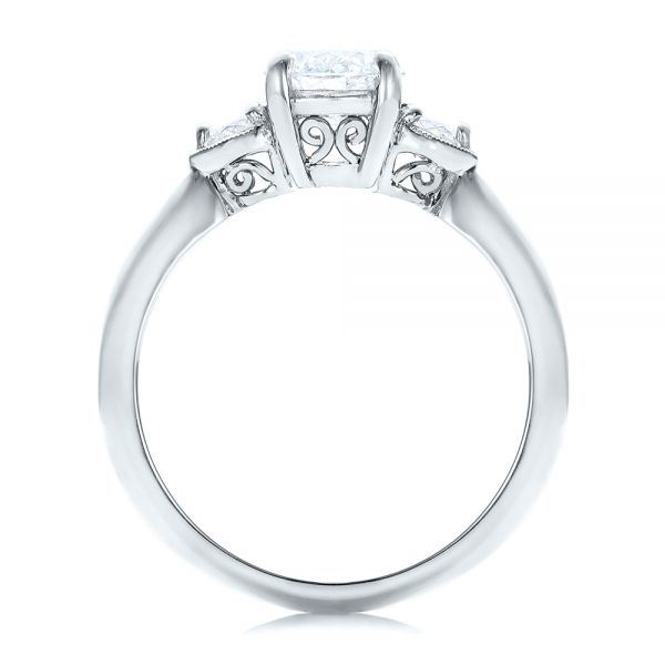 14k White Gold 14k White Gold Custom Three Stone Diamond Engagement Ring - Front View -  102039