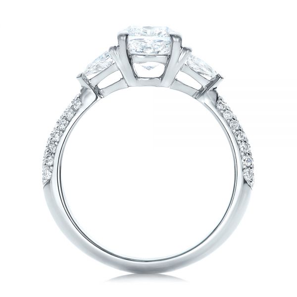 18k White Gold 18k White Gold Custom Three Stone Diamond Engagement Ring - Front View -  102091