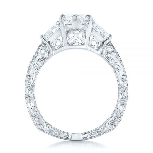  Platinum Custom Three Stone Diamond Engagement Ring - Front View -  102353