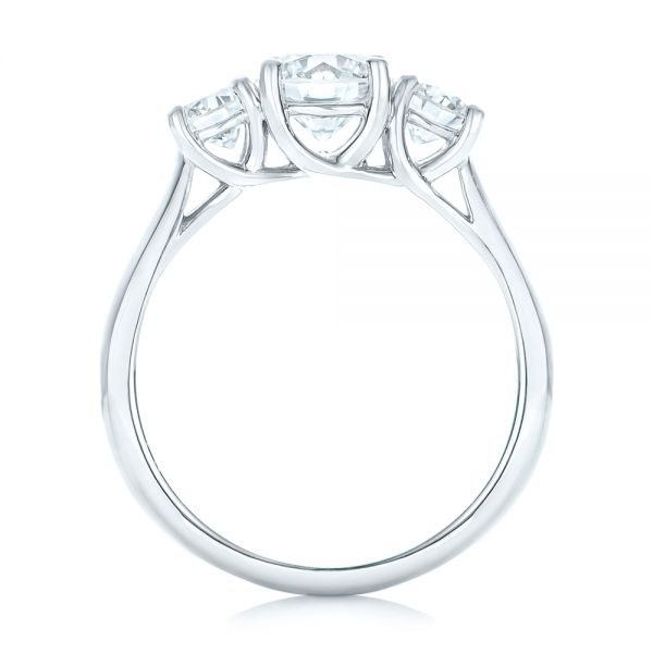 18k White Gold 18k White Gold Custom Three Stone Diamond Engagement Ring - Front View -  102540