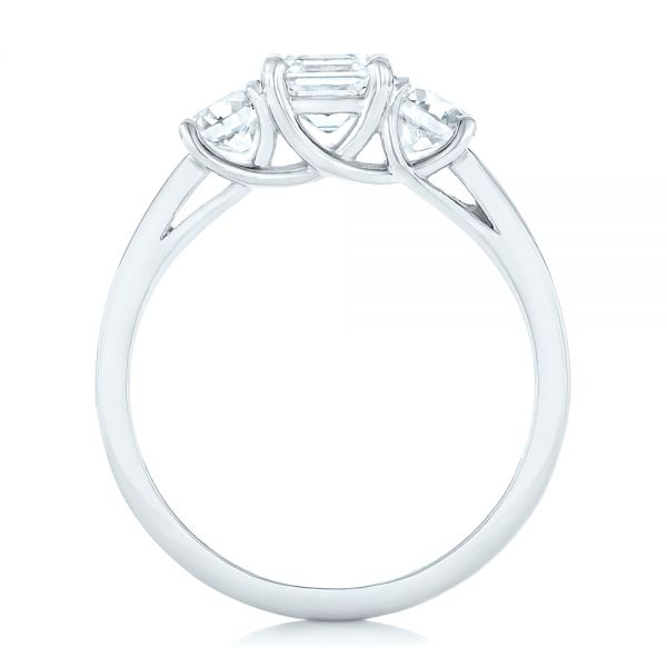 14k White Gold 14k White Gold Custom Three Stone Diamond Engagement Ring - Front View -  102781