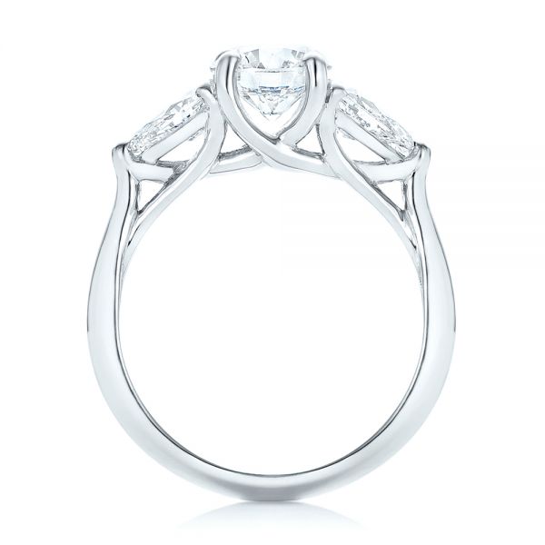 18k White Gold 18k White Gold Custom Three Stone Diamond Engagement Ring - Front View -  102898