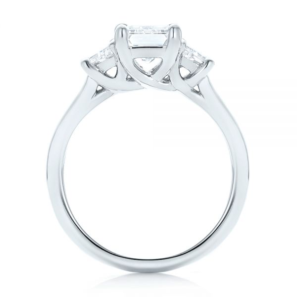  Platinum Custom Three Stone Diamond Engagement Ring - Front View -  102899