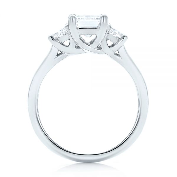 Platinum Custom Three Stone Diamond Engagement Ring - Front View - 102899