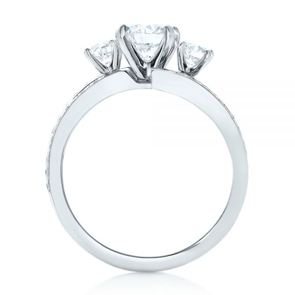 18k White Gold 18k White Gold Custom Three Stone Diamond Engagement Ring - Front View -  102944