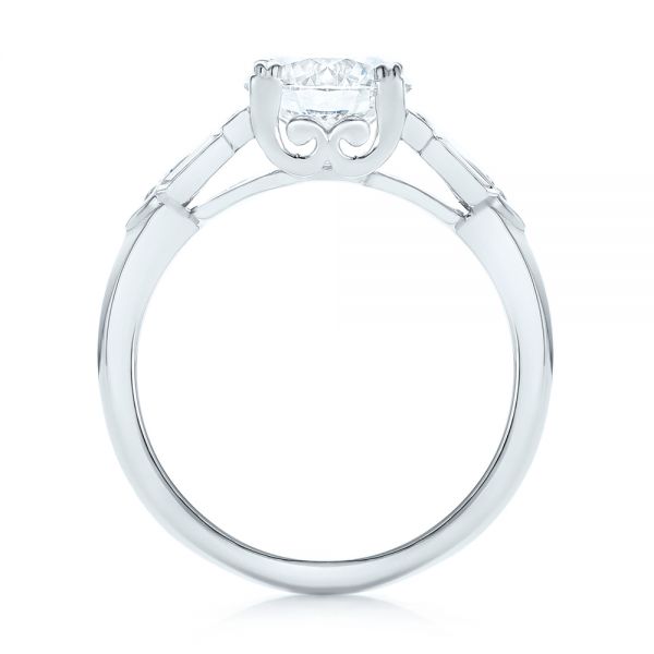  Platinum Custom Three Stone Diamond Engagement Ring - Front View -  102945