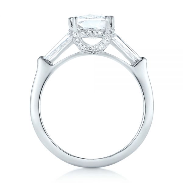 14k White Gold 14k White Gold Custom Three Stone Diamond Engagement Ring - Front View -  102964