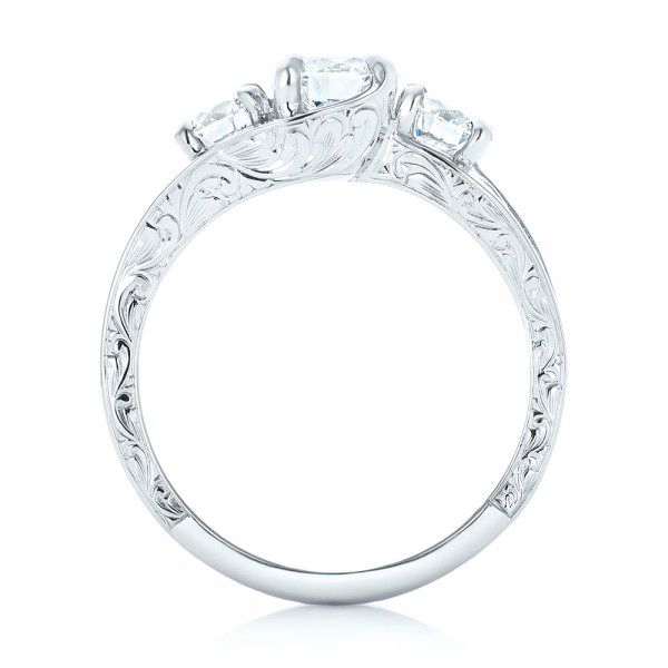 18k White Gold 18k White Gold Custom Three Stone Diamond Engagement Ring - Front View -  103003
