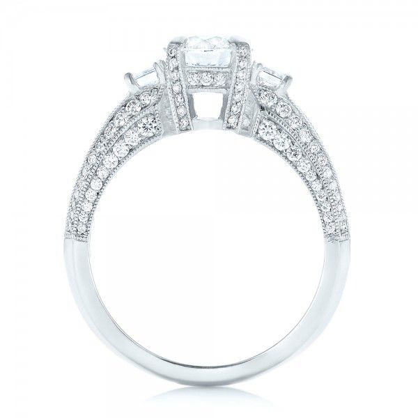 14k White Gold 14k White Gold Custom Three Stone Diamond Engagement Ring - Front View -  103004