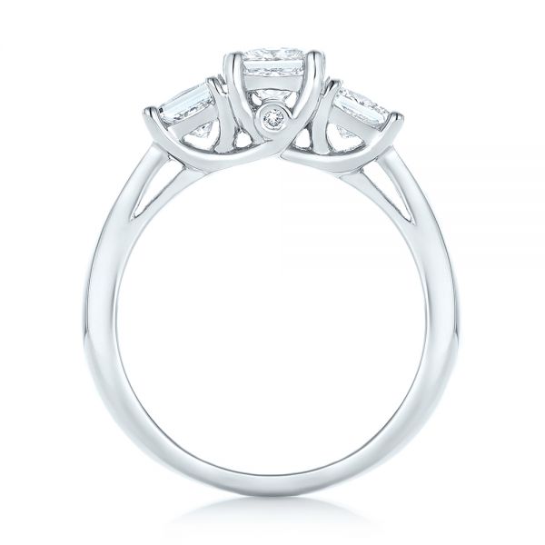 14k White Gold 14k White Gold Custom Three Stone Diamond Engagement Ring - Front View -  103135