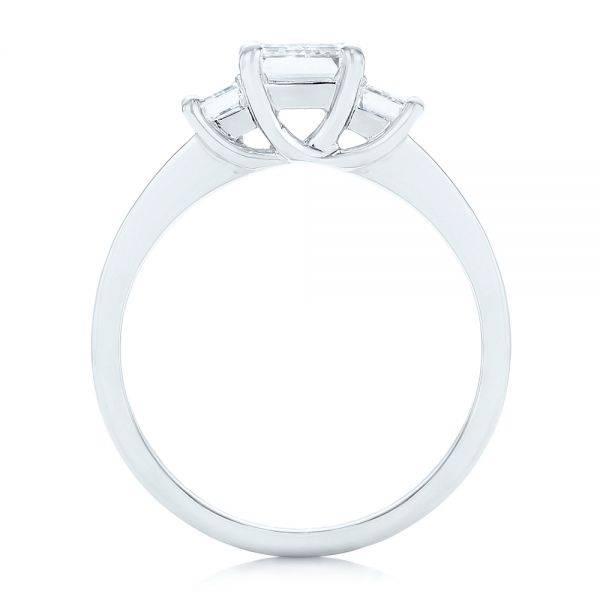 14k White Gold Custom Three Stone Diamond Engagement Ring - Front View -  103154