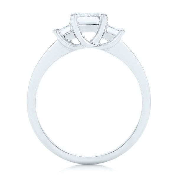 14k White Gold Custom Three Stone Diamond Engagement Ring - Front View - 103154