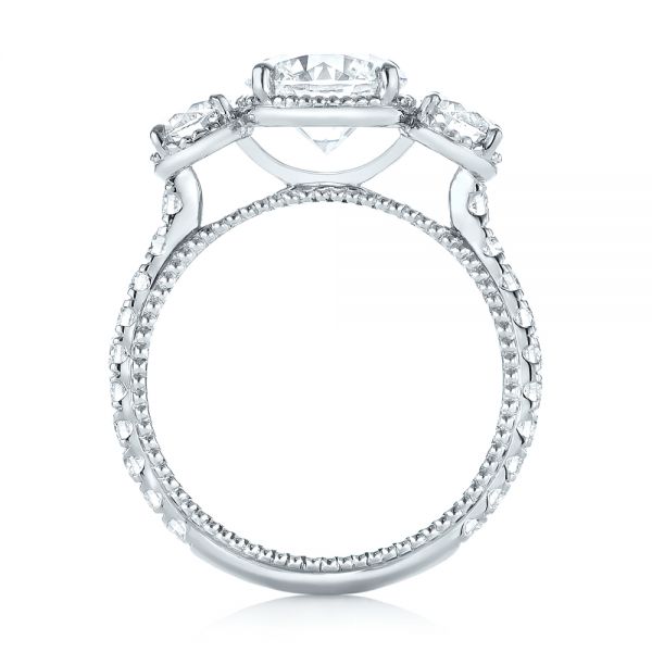 14k White Gold 14k White Gold Custom Three-stone Diamond Engagement Ring - Front View -  103214