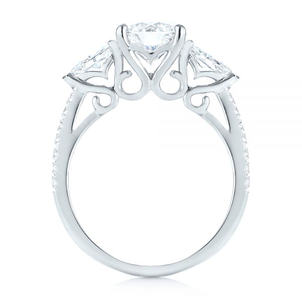 18k White Gold 18k White Gold Custom Three Stone Diamond Engagement Ring - Front View -  103354