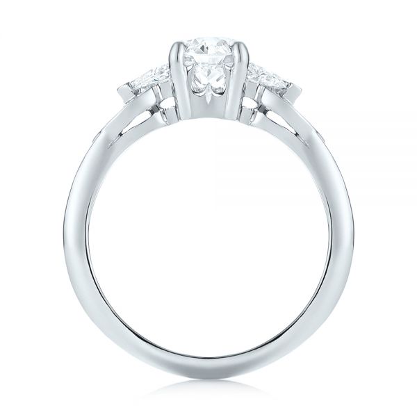 14k White Gold 14k White Gold Custom Three Stone Diamond Engagement Ring - Front View -  103839