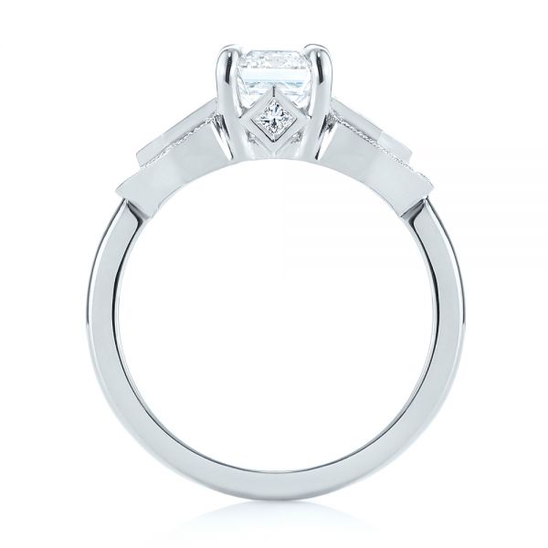 18k White Gold 18k White Gold Custom Three Stone Diamond Engagement Ring - Front View -  104830