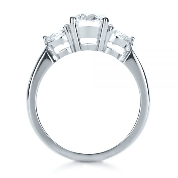 14k White Gold 14k White Gold Custom Three Stone Diamond Engagement Ring - Front View -  1156