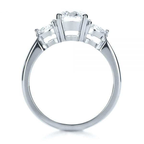 18k White Gold 18k White Gold Custom Three Stone Diamond Engagement Ring - Front View - 1156