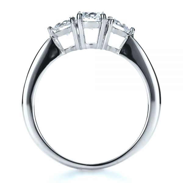 14k White Gold And 18K Gold 14k White Gold And 18K Gold Custom Three Stone Diamond Engagement Ring - Front View -  1196