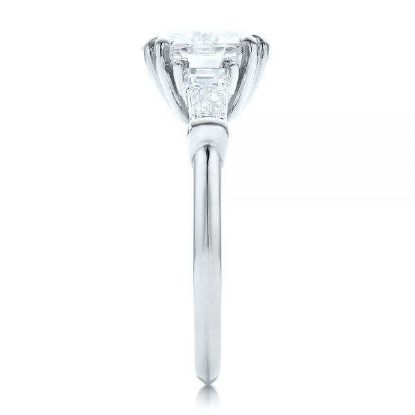 Platinum Custom Three Stone Diamond Engagement Ring - Side View - 100161