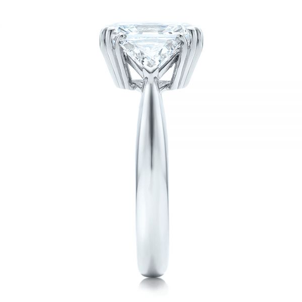 Platinum Custom Three Stone Diamond Engagement Ring - Side View - 100803