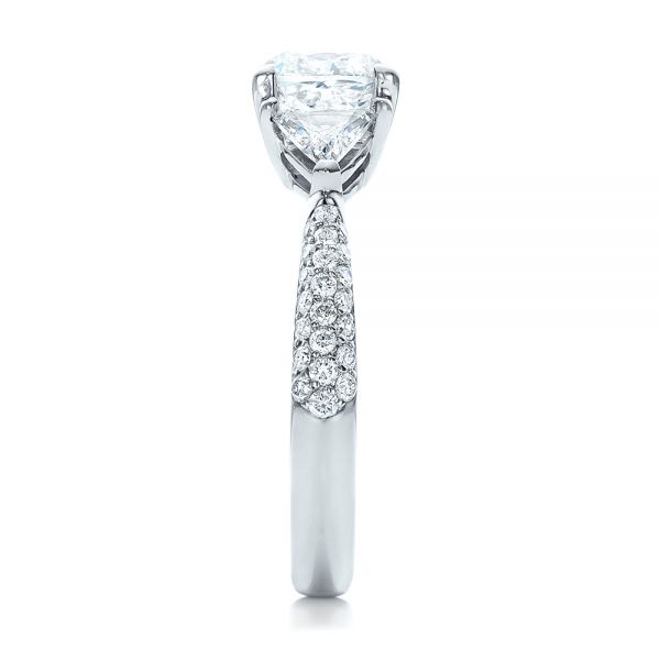 14k White Gold Custom Three Stone Diamond Engagement Ring - Side View - 102091