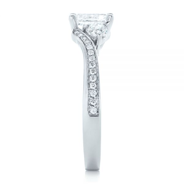 14k White Gold Custom Three Stone Diamond Engagement Ring - Side View - 102391
