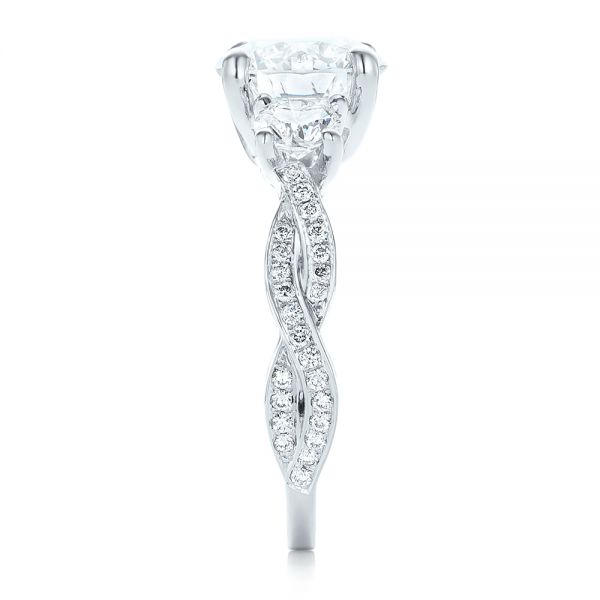 14k White Gold Custom Three Stone Diamond Engagement Ring - Side View -  102465