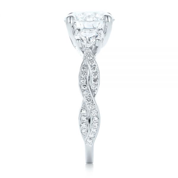 14k White Gold Custom Three Stone Diamond Engagement Ring - Side View - 102465