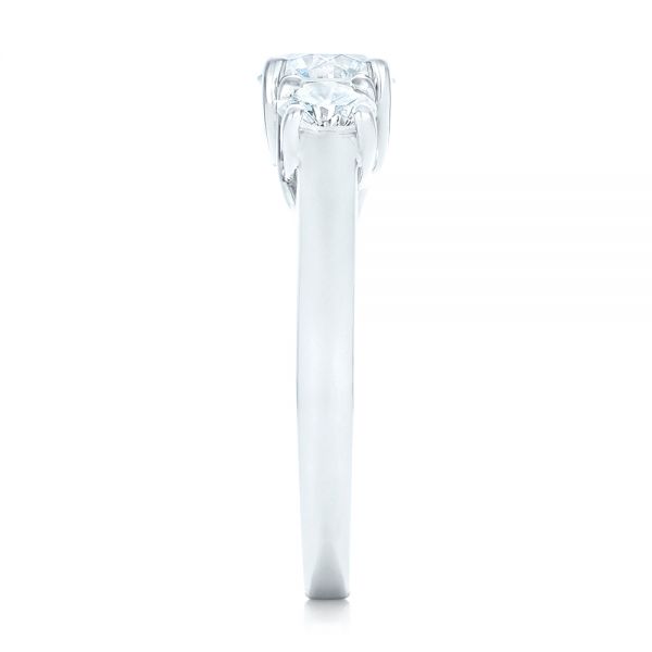 14k White Gold Custom Three Stone Diamond Engagement Ring - Side View -  102540