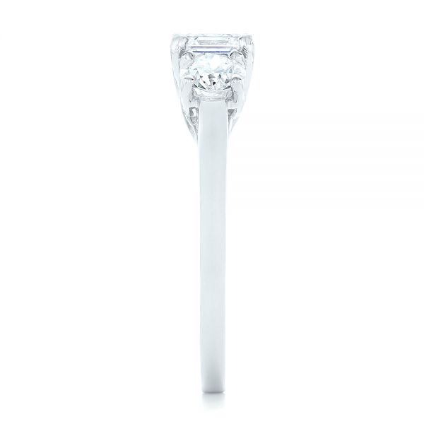 14k White Gold 14k White Gold Custom Three Stone Diamond Engagement Ring - Side View -  102781