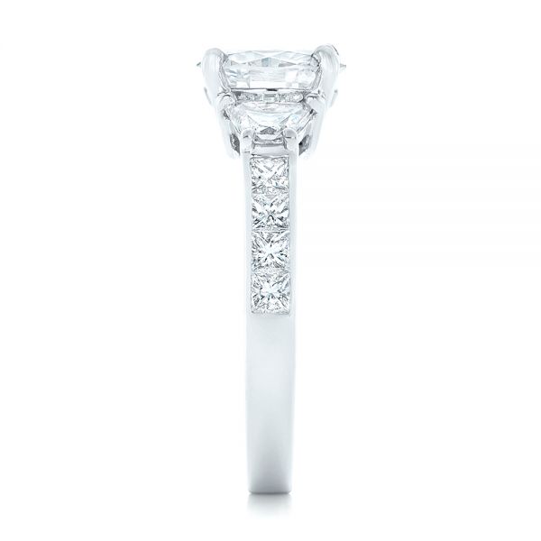  Platinum Custom Three Stone Diamond Engagement Ring - Side View -  102807