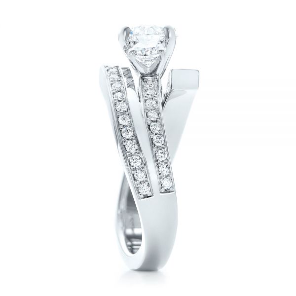 18k White Gold 18k White Gold Custom Three Stone Diamond Engagement Ring - Side View -  102944