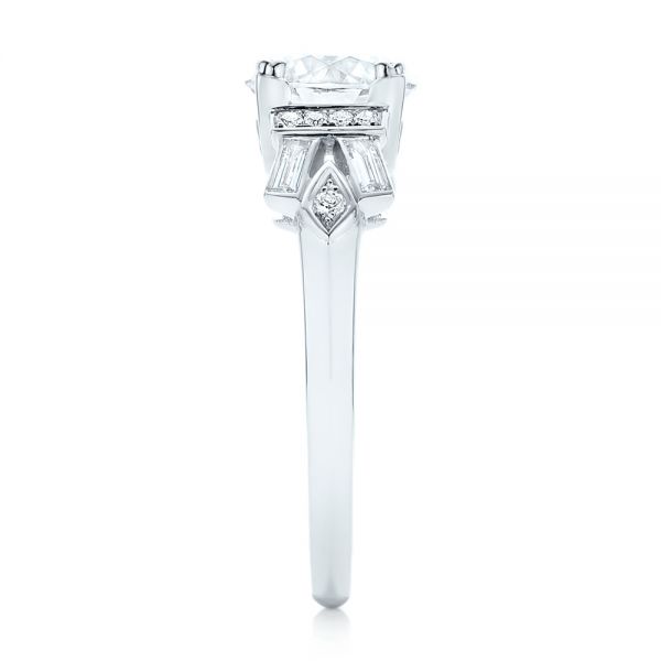 18k White Gold 18k White Gold Custom Three Stone Diamond Engagement Ring - Side View -  102945