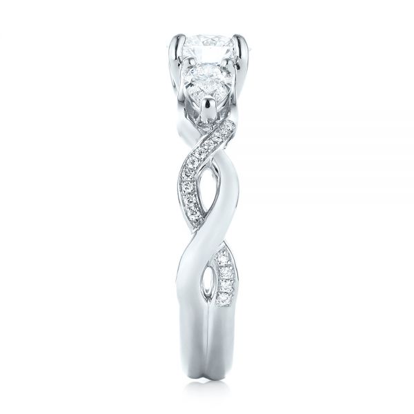  Platinum Platinum Custom Three Stone Diamond Engagement Ring - Side View -  103503