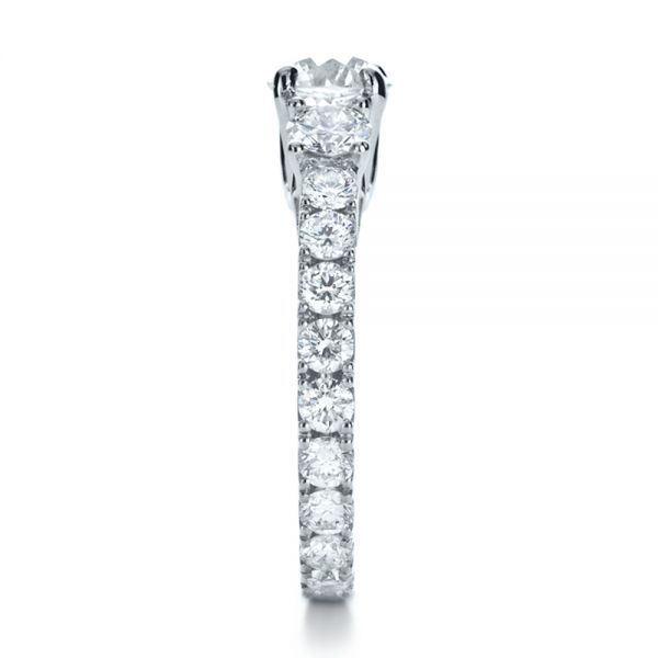 14k White Gold 14k White Gold Custom Three Stone Diamond Engagement Ring - Side View - 1129