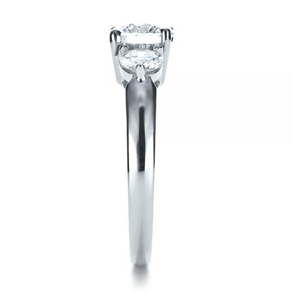 18k White Gold 18k White Gold Custom Three Stone Diamond Engagement Ring - Side View -  1156